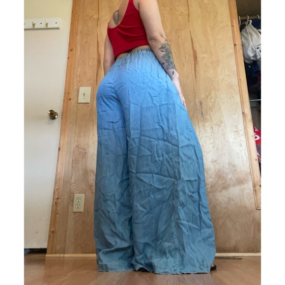 Women's Blue Wide Leg Pants - Picture 2 of 5